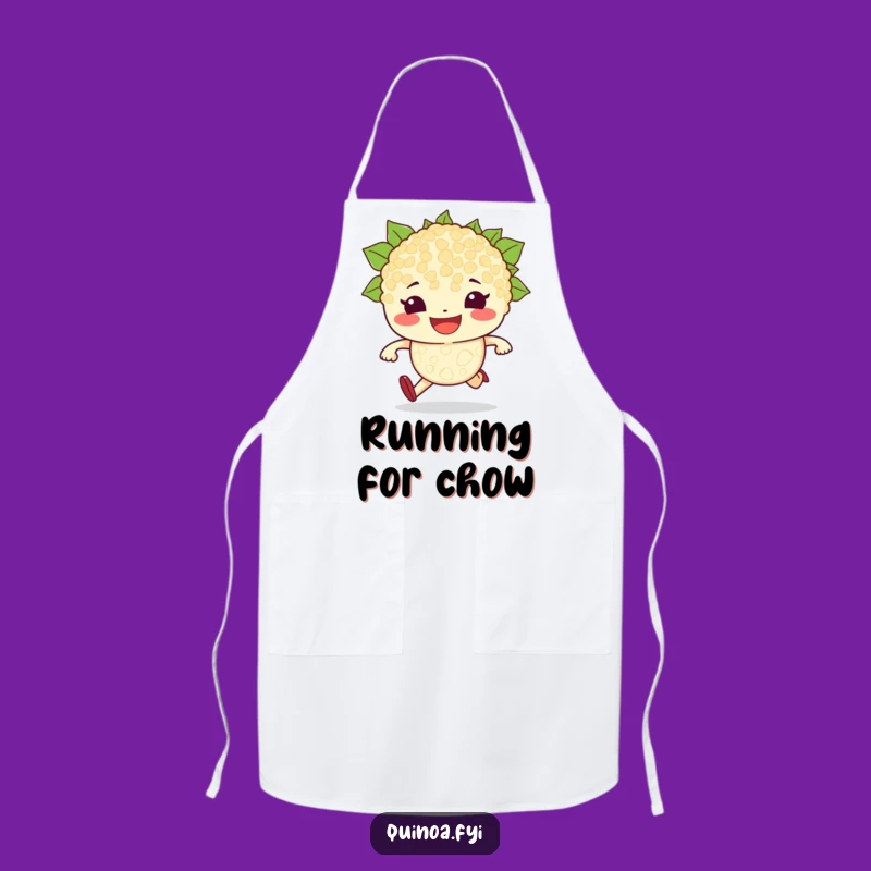Funny Quinoa Race Apron: Cook with Determination in a Grain Character Design