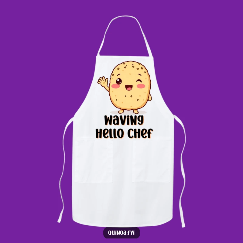Funny Waving Quinoa Patty Apron: Cook with a Smile, Hilarious Gift