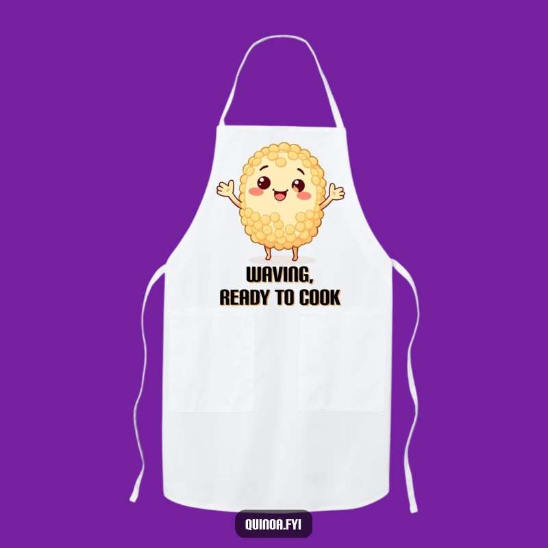 Funny Waving Quinoa Grain Apron: Cook with Healthy Greetings