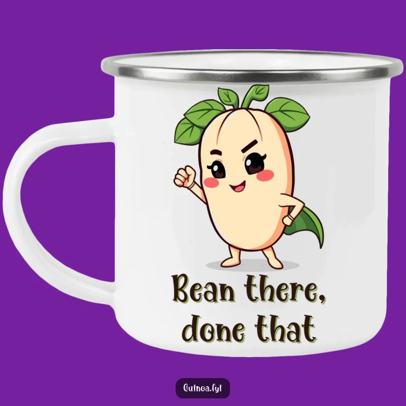 Funny Superhero Legume Camping Mug - Rugged Humor for Outdoor Adventures