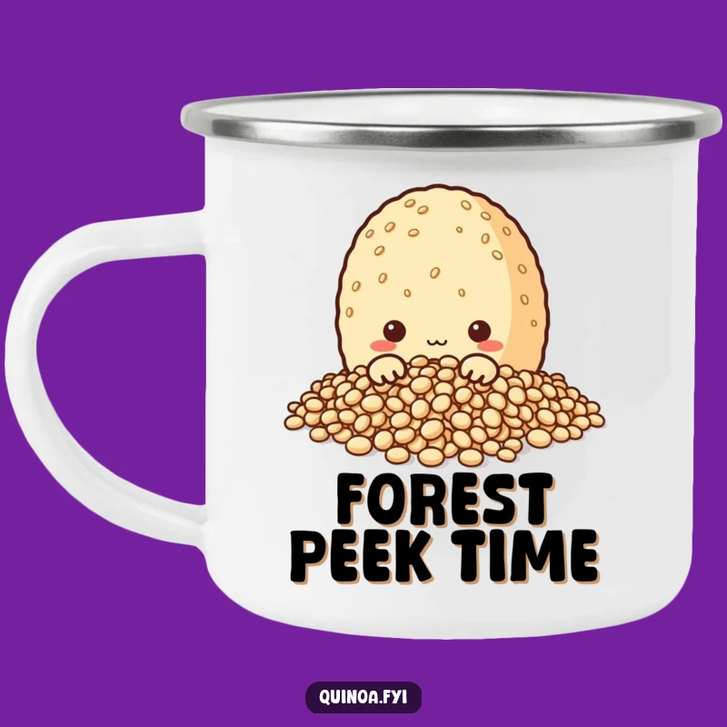 Funny Quinoa Peek Camping Mug: Explore with a Curious Grain Character