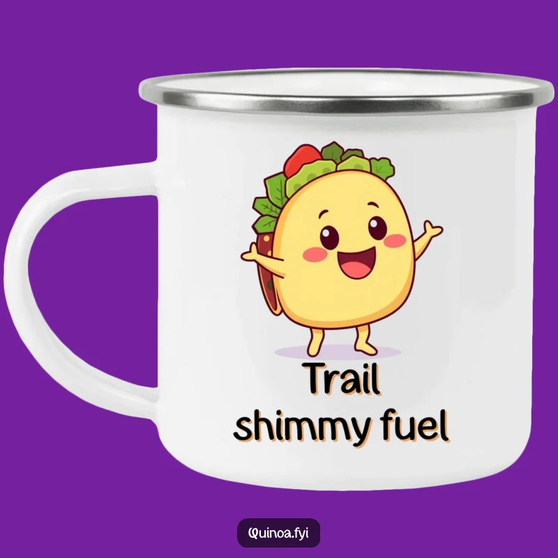 Funny Taco Quinoa Camping Mug: Adventure-Ready Character, Humorous Outdoor Gift