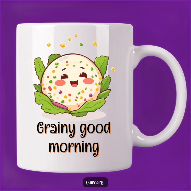 Funny Quinoa Salad Spin Mug: Happy Expression, Healthy Humor, Perfect Funny Gift