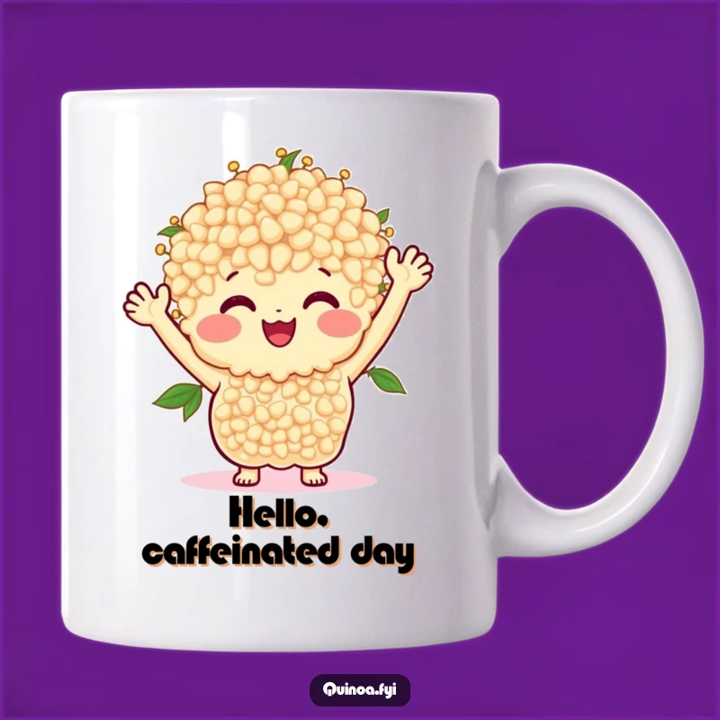 Funny Smiling Quinoa Bunch Mug: Happy Waving Grain Gift