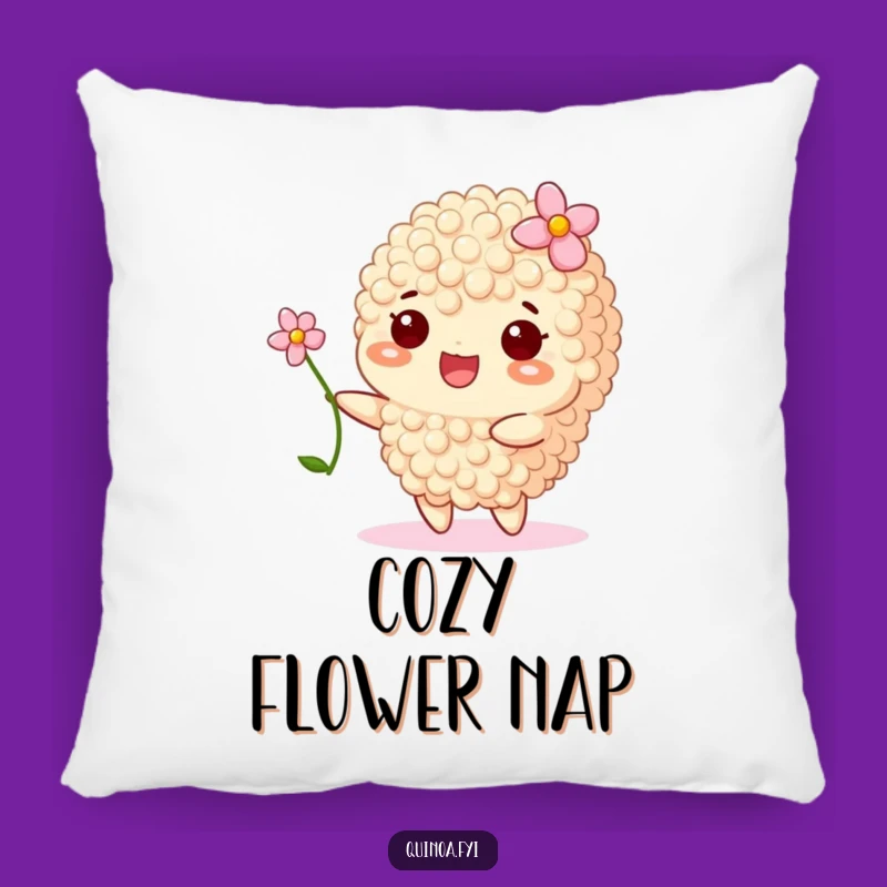 Funny Happy Quinoa Flower Pillow - Comfy & Cheerful Home Accent