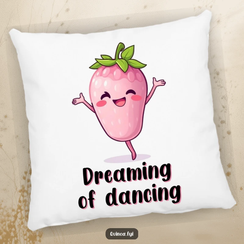 Funny Pillow: A cheerful anthropomorphic berry with a proud grin pirouettes, adding a touch of playful decor.
