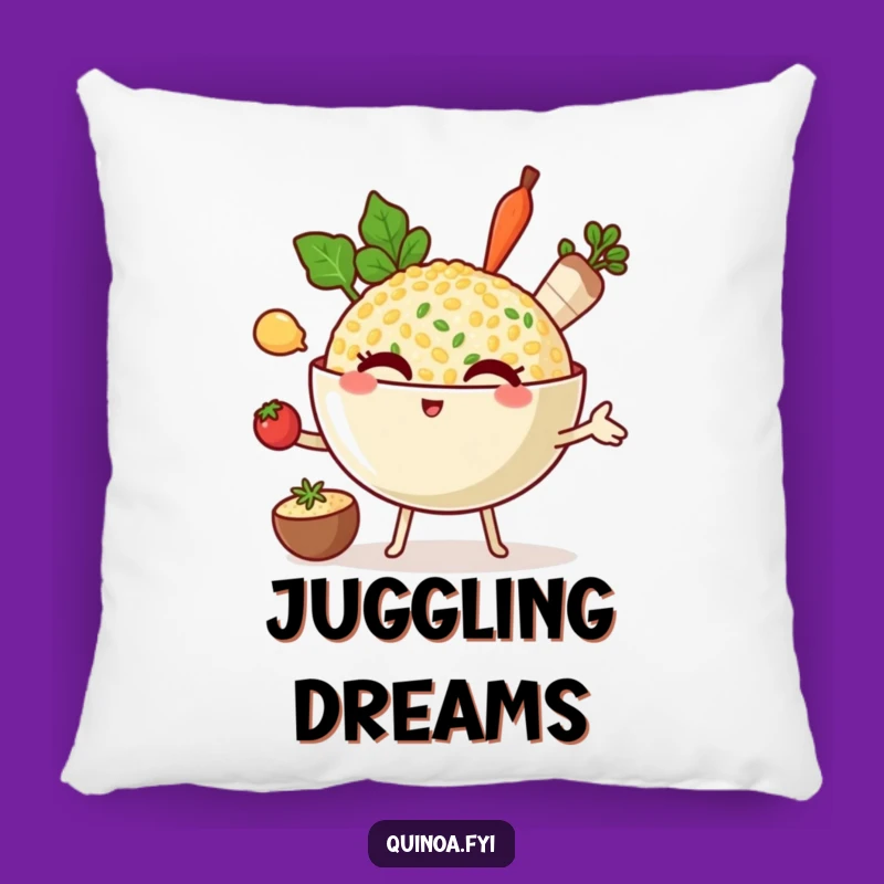Funny Quinoa Juggler Pillow: Cozy Comfort with Kitchen Chaos
