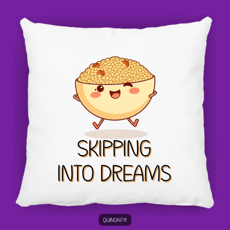 Funny Quinoa Bowl Skipping Pillow: Cozy Comfort with Healthy Humor