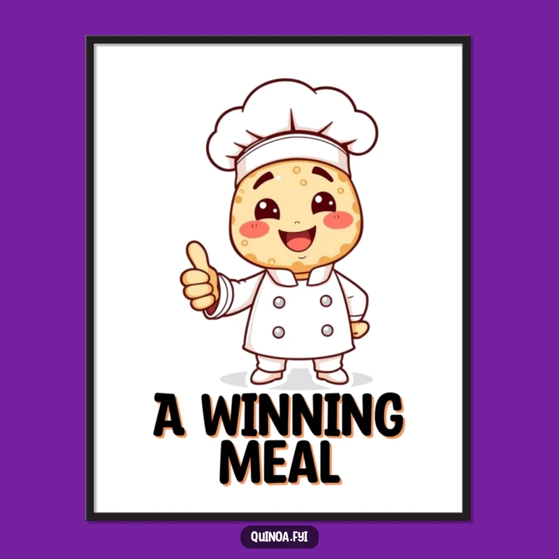 Funny Quinoa Chef Digital Print: Smiling Cook, Healthy Art, Perfect Funny Gift