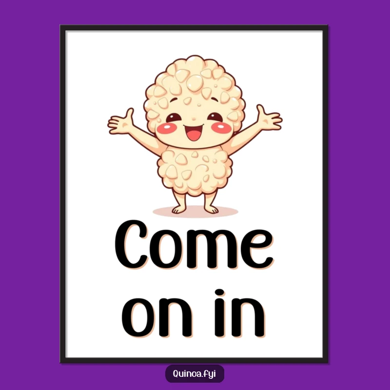 Funny Happy Quinoa Digital Art: Instant Welcome with This Hilarious Downloadable Print