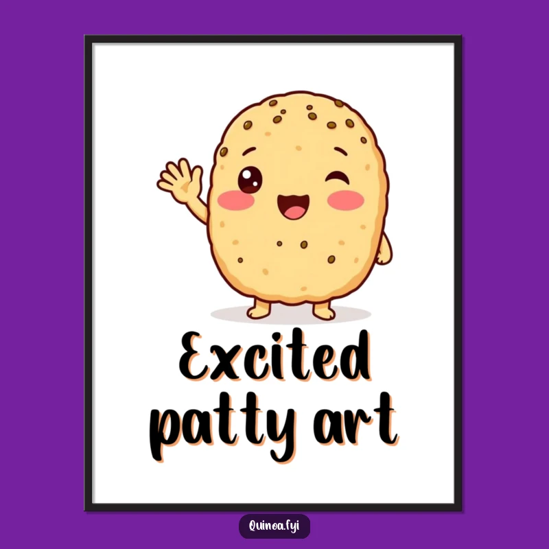 Funny Waving Quinoa Patty Digital Print: Instant Cheerful Decor, Hilarious Gift