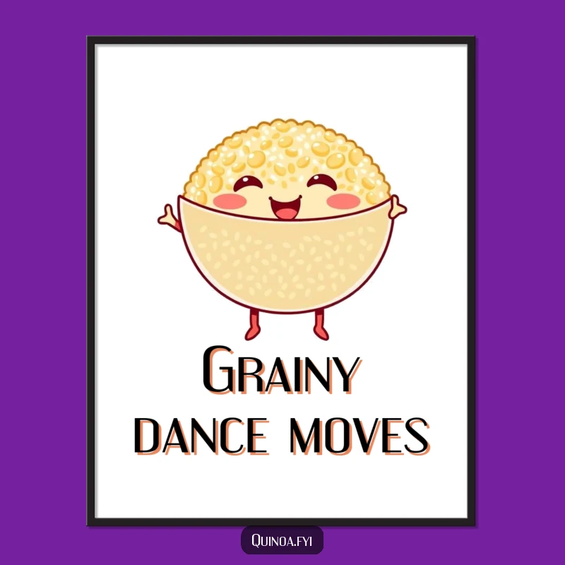 Funny Dancing Quinoa Bowl Digital Print - Instant Healthy Wall Art