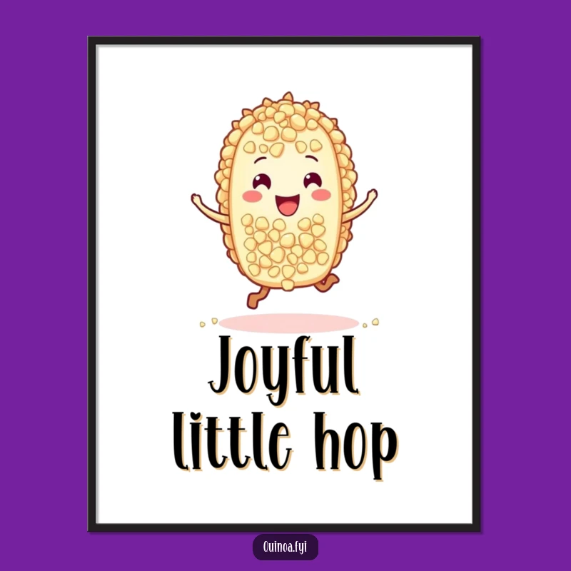Funny Quinoa Hop Digital Art: Joyful Grain Character for Your Home Decor