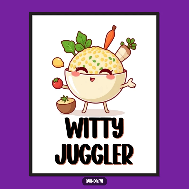 Funny Quinoa Juggler Digital Art: Winking Chef Print