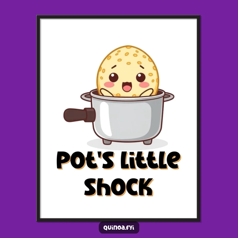 Funny Surprised Quinoa Pot Digital Art Print - Printable Kitchen Drama Decor