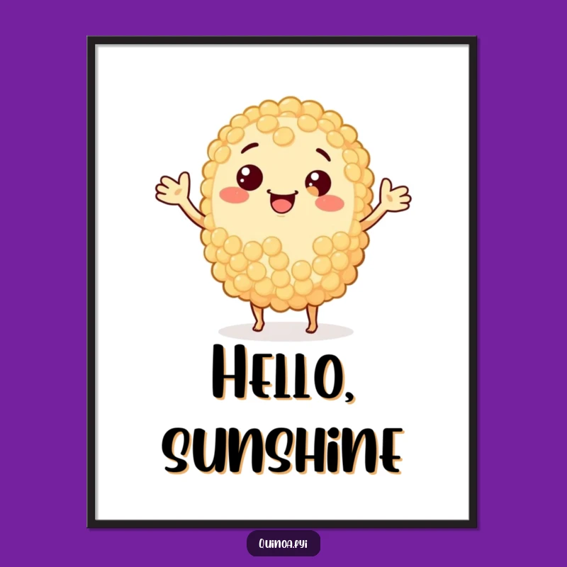 Funny Waving Quinoa Grain Digital Print: Whimsical Health Art