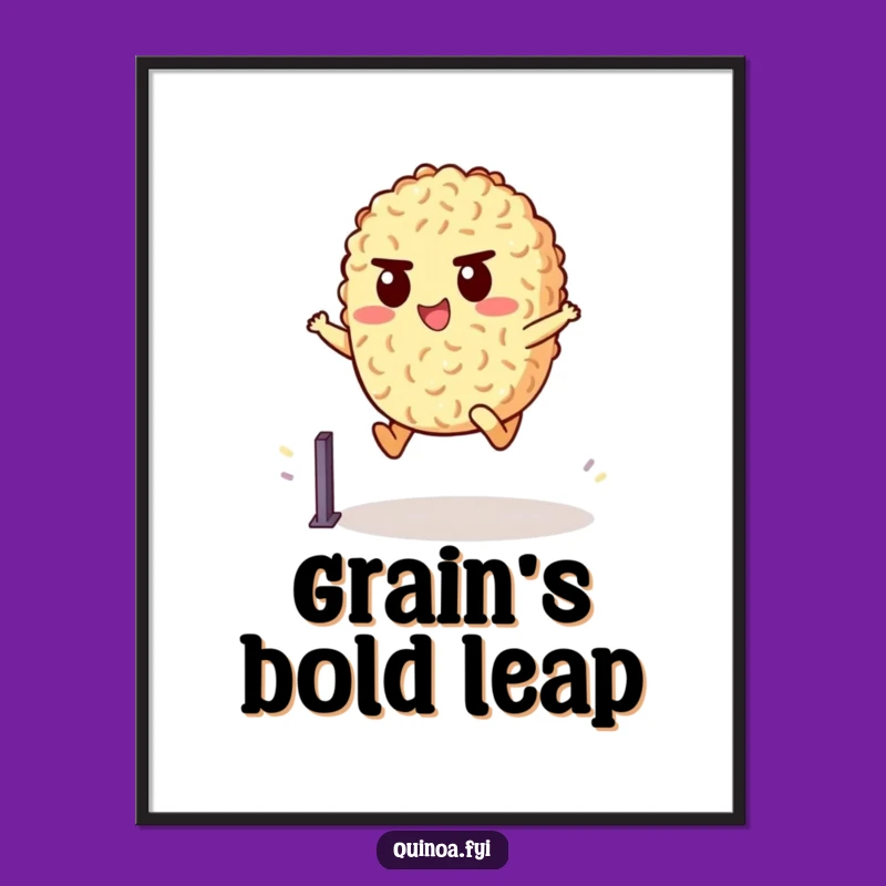 Funny Quinoa Hurdler Digital Art: Determined Leap, Instant Funny Gift