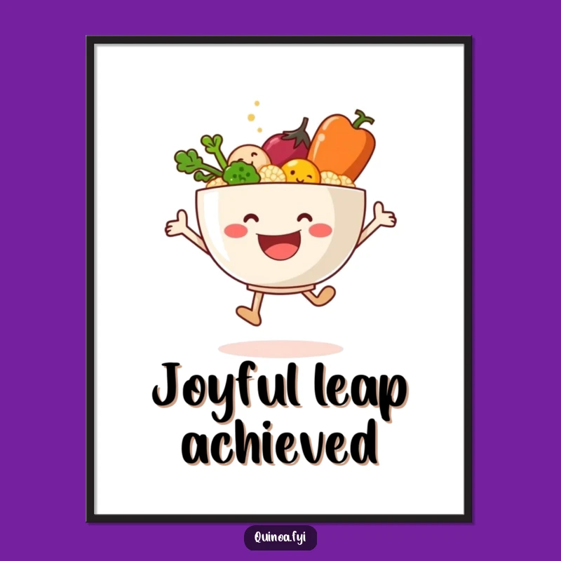 Funny Quinoa Veggie Leap Digital Print: Add Joyful Healthy Art to Your Space!