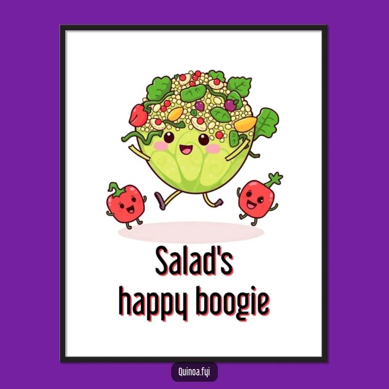 Funny Dancing Quinoa Salad Digital Art Print - Printable Kitchen Party Decor