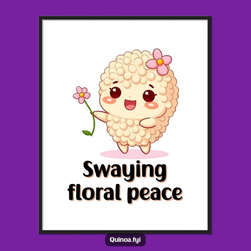 Funny Happy Quinoa Flower Digital Art Print - Printable Serene Decor