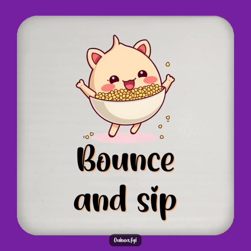Funny Bouncing Quinoa Bowl Coasters: Protect Surface with Zest, Hilarious Gift