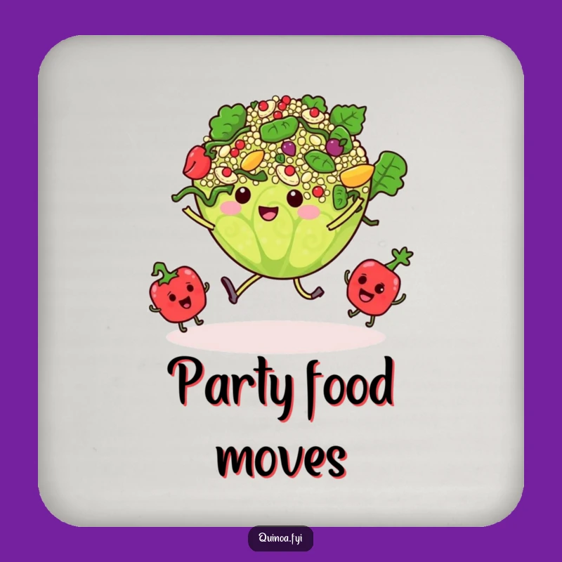 Funny Dancing Quinoa Salad Coaster - Protect Surfaces with Foodie Fun