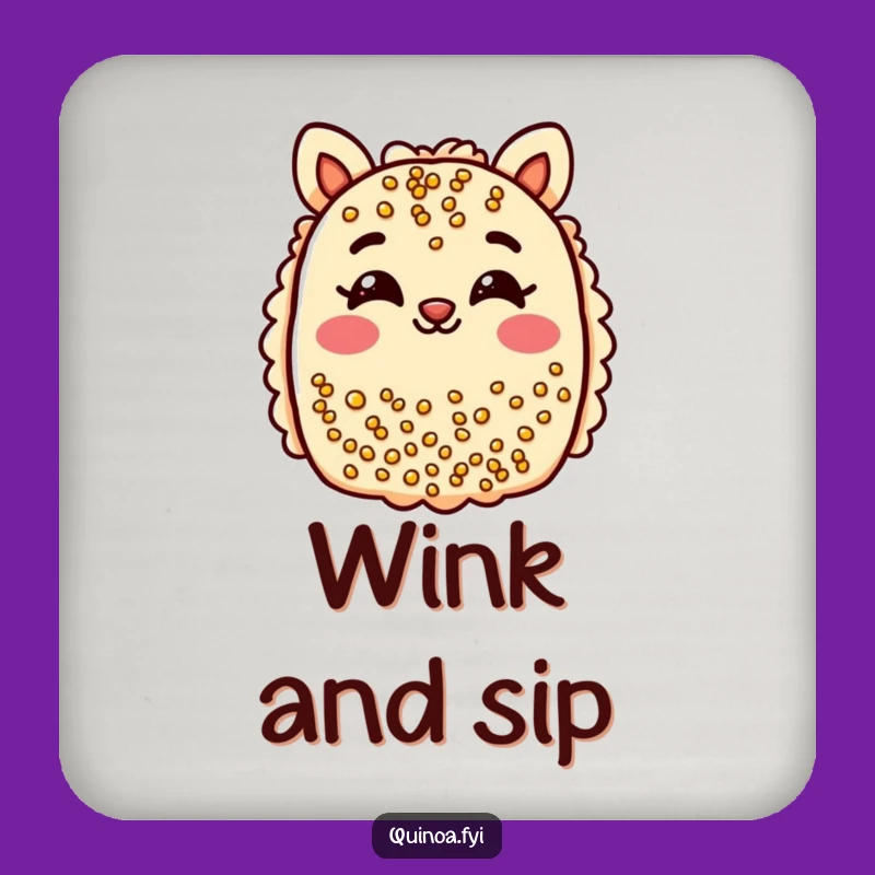 Funny Quinoa Bar Wink Coaster Set: Cheerful Treat, Protect Surfaces, Unique Funny Gift
