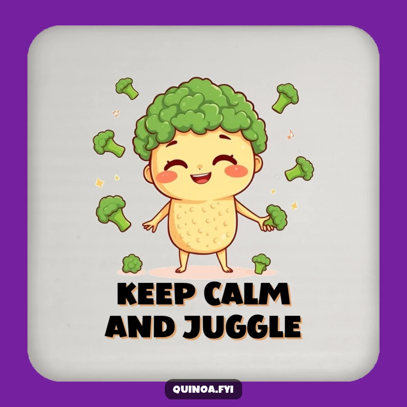 Funny Quinoa Juggling Coasters: Protect Surfaces with Skilled Veggie Humor, Perfect Funny Gift Set