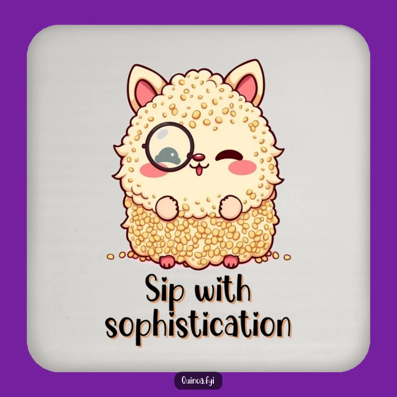 Funny Quinoa Monocle Wink Drink Coaster: Protect Surfaces with Dapper Style!