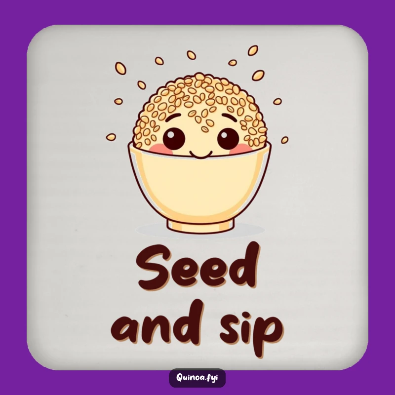 Funny Quinoa Juggling Seeds Drink Coaster - Hilarious Healthy Foodie Table Protector