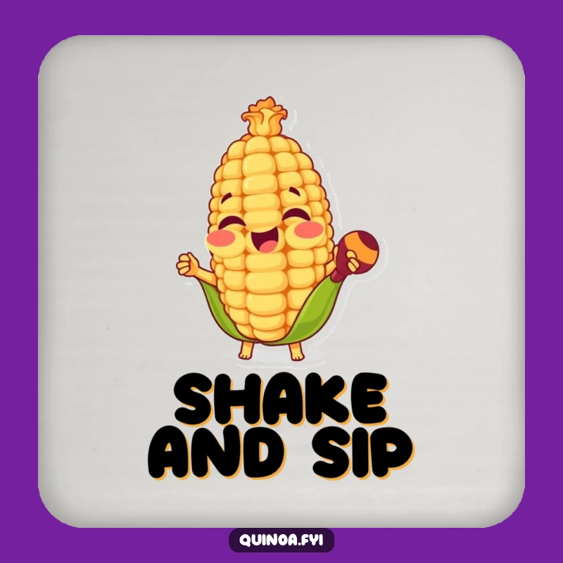 Funny Corn Kernel Maracas Drink Coaster - Protect Surfaces Festively