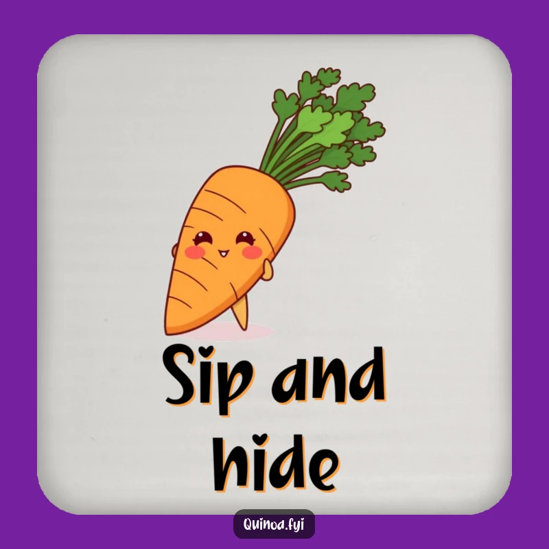 Funny Giggling Quinoa Carrot Drink Coaster: Protect Surfaces with Playful Style!