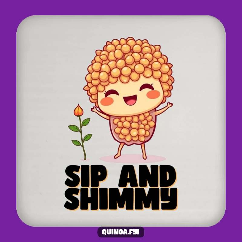 Funny Quinoa Dance Coasters: Protect Surfaces with Silly Veggie Humor, Perfect Funny Gift Set