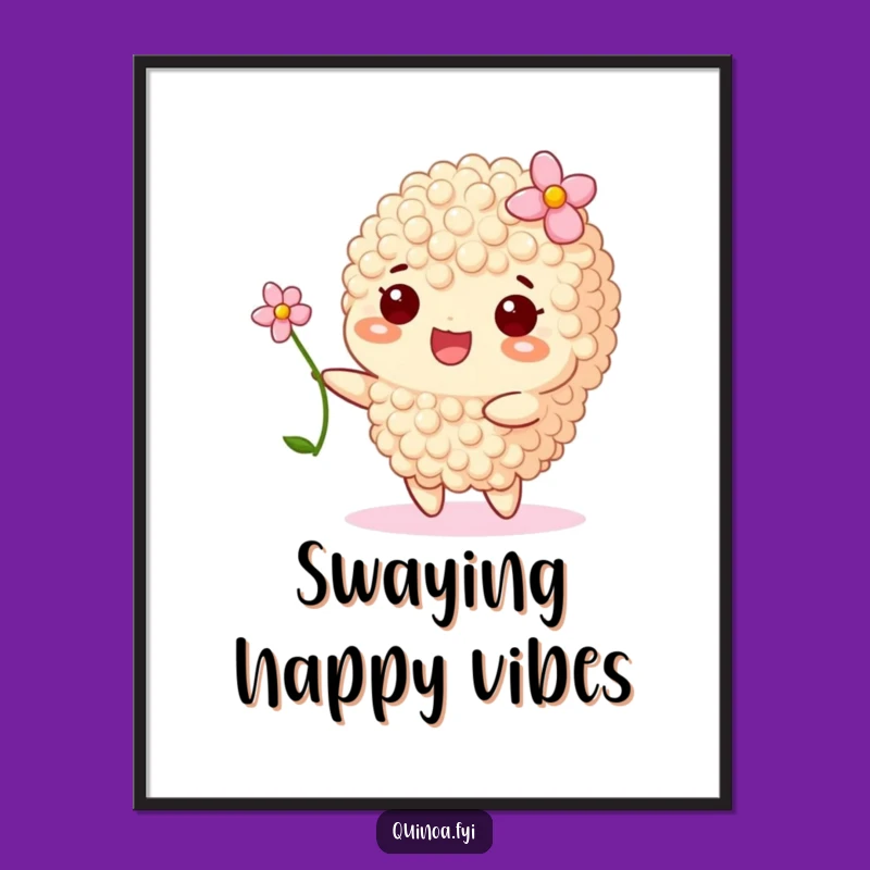 Funny Happy Quinoa Flower Poster - Peaceful Healthy Living Art Gift