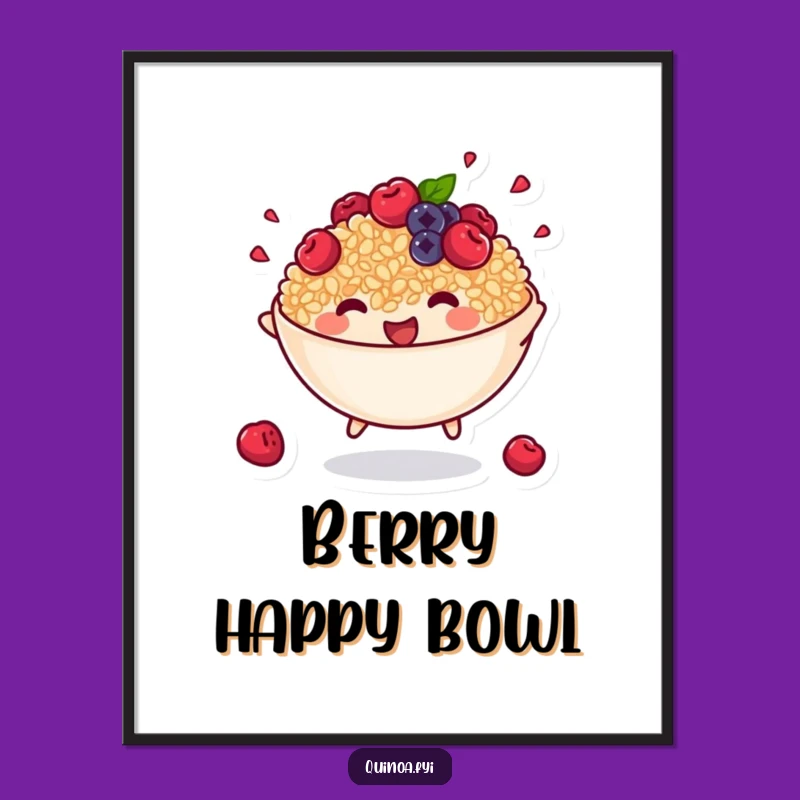 Funny Quinoa Bowl Bouncing Poster: Energetic Art Print