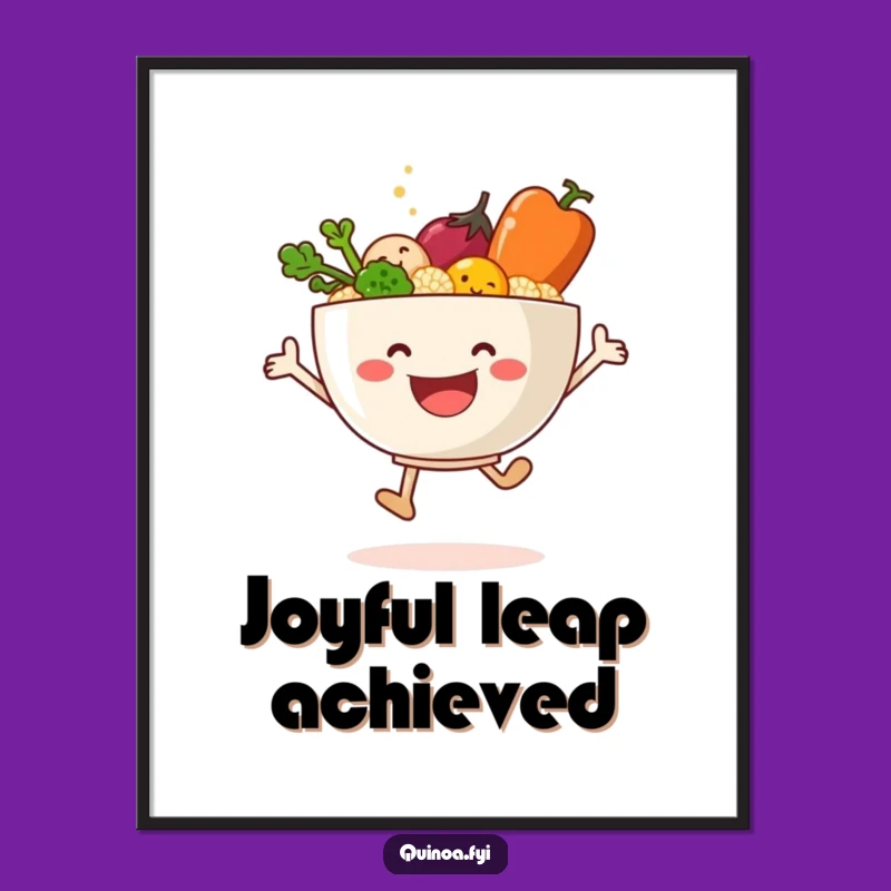 Funny Quinoa Veggie Leap Poster: Add Joyful Energy to Your Walls!