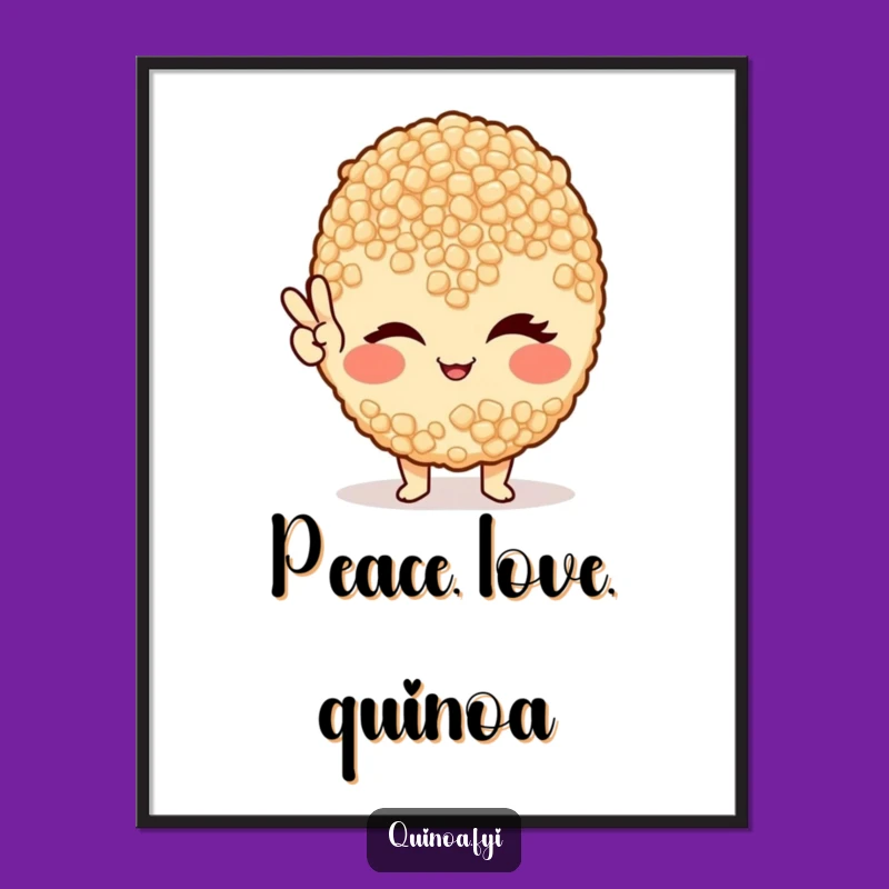 Funny Winking Quinoa Peace Sign Poster - Playful Healthy Decor Gift