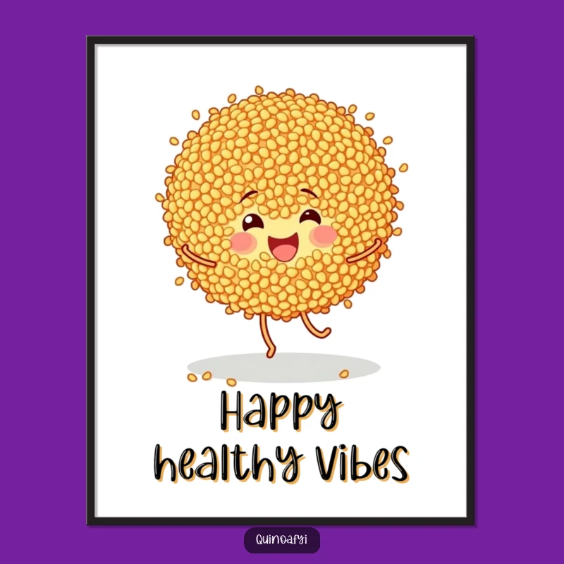 Funny Dancing Quinoa Grains Poster: Healthy Humor Wall Art