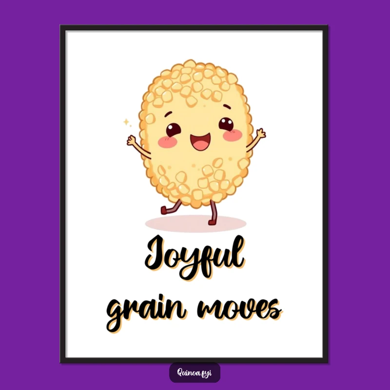 Funny Quinoa Jig Poster: Vibrant Dancing Grain for a Hilarious Funny Gift