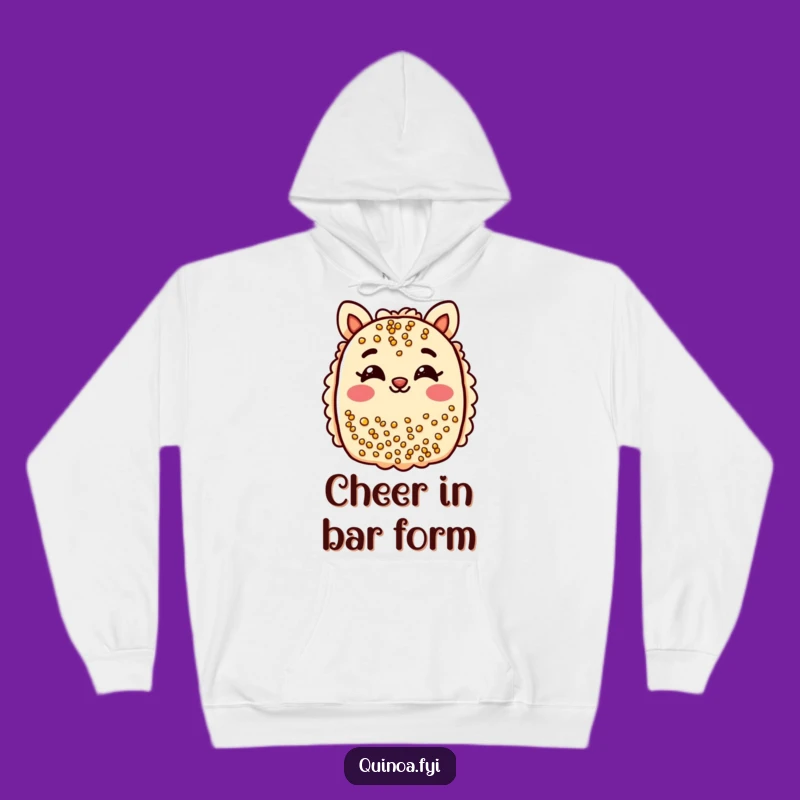 Cozy Funny Quinoa Bar Wink Hoodie: Cheerful Treat, Smiling Eyes, Ultimate Funny Gift