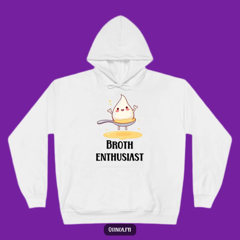 Funny Broth Droplet Hoodie - Cozy Comfort with Spoon-Riding Joyful Droplet