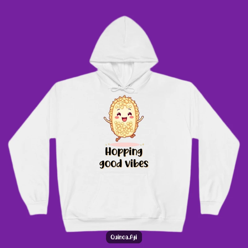 Funny Quinoa Hop Hoodie: Cozy Comfort with a Joyful Grain Character Print