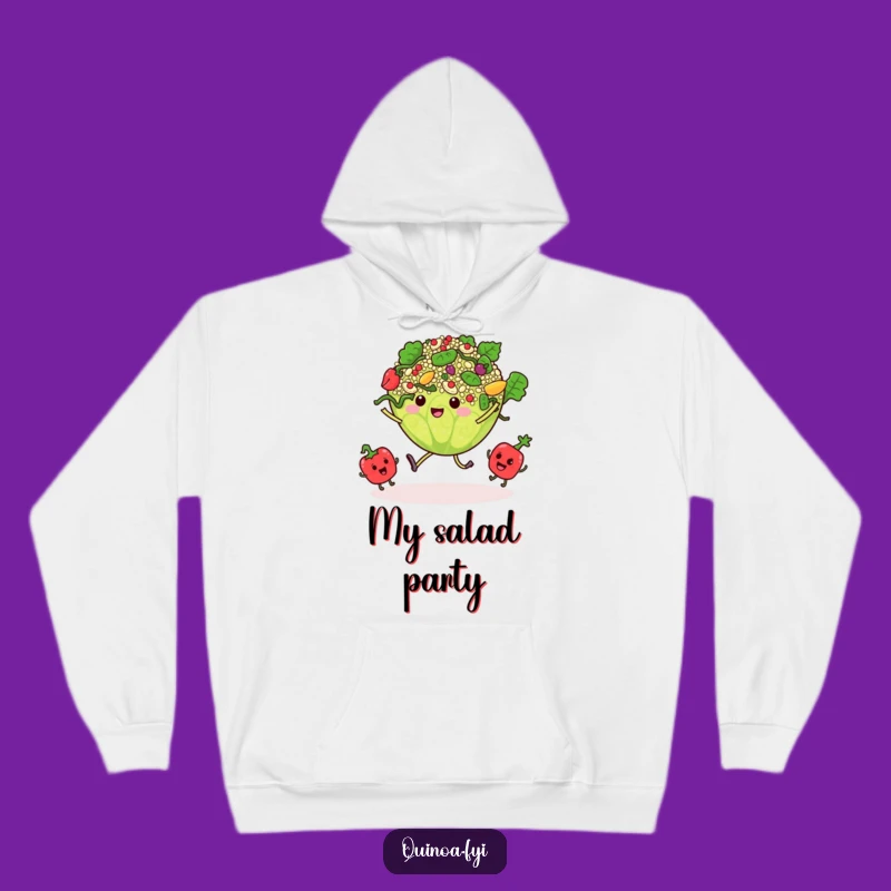 Cozy Funny Dancing Quinoa Salad Hoodie - Warm & Whimsical Foodie Gift
