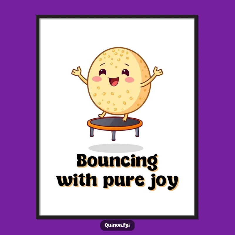 Funny Free Printable Wall Art: Bouncing Quinoa Joy, Whimsical Downloadable Decor