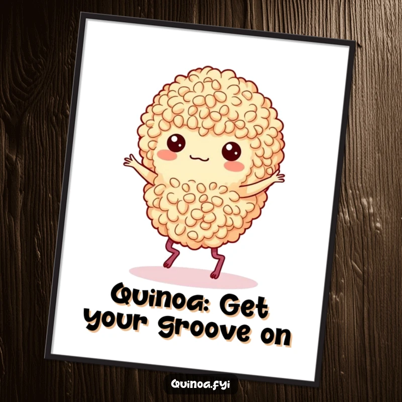 Funny Free Printable Wall Art: Dancing Quinoa Cluster with Little Legs Doing a Lively Jig