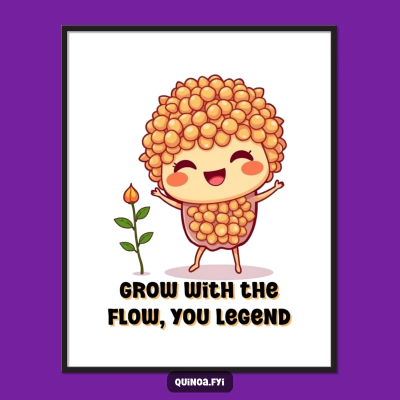 Funny Free Printable Wall Art: Dancing Quinoa Character, Quirky Downloadable Home Decor
