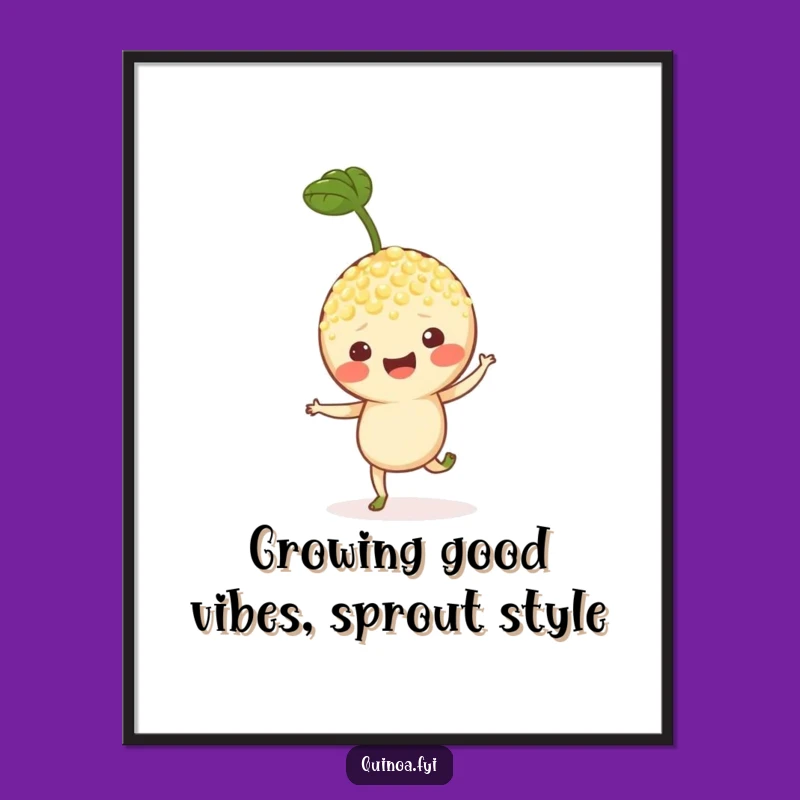 Free Printable Wall Art: Cheerful Quinoa Sprout - Funny Hop Downloadable!