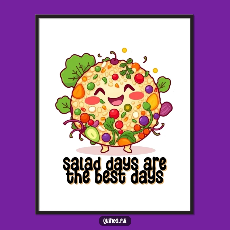 Free Printable Wall Art: Happy Quinoa Salad, Fun Downloadable Decor!