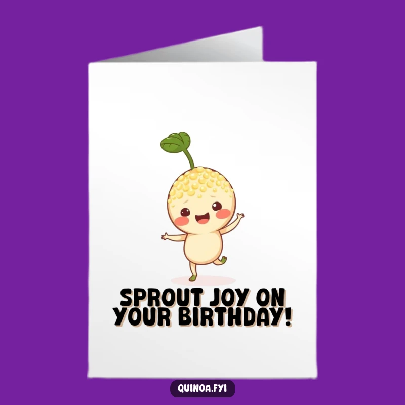 Free Printable Birthday Card: Bouncing Quinoa Sprout - Downloadable Fun!