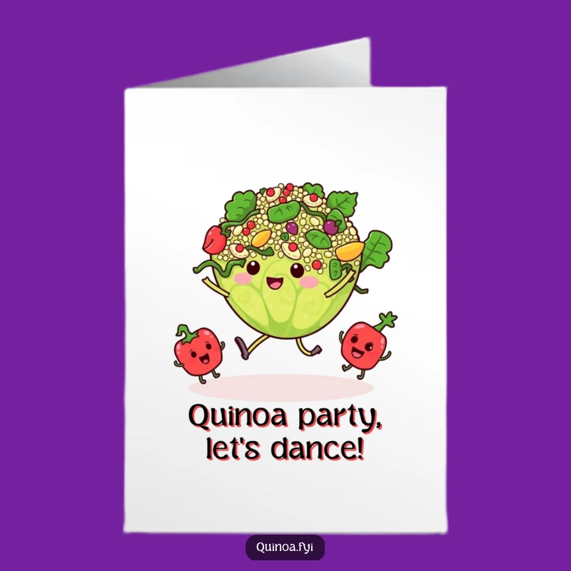 Free Printable Dancing Quinoa Salad Birthday Card - Funny Veggie Download
